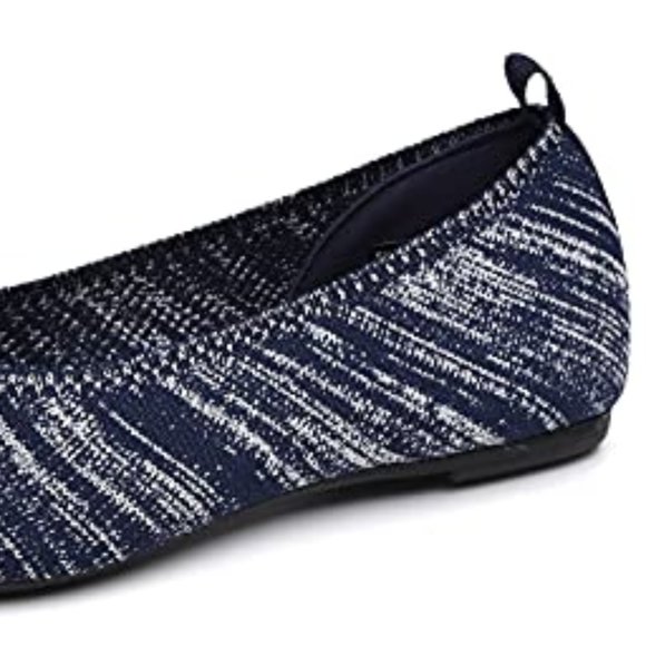 Blue & White Marled Pointed Toe Knit Texture Ballet Flats  NEW!! - Picture 5 of 11